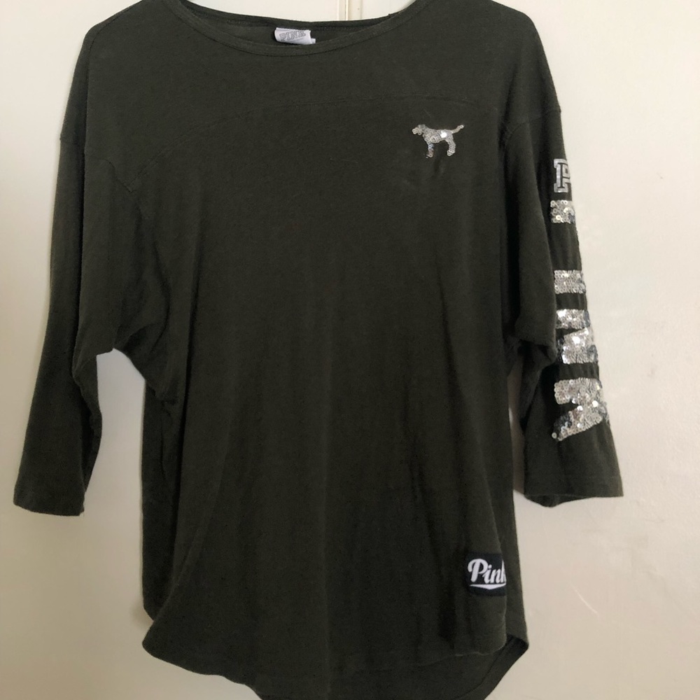 VS Pink quarter sleeve tee.